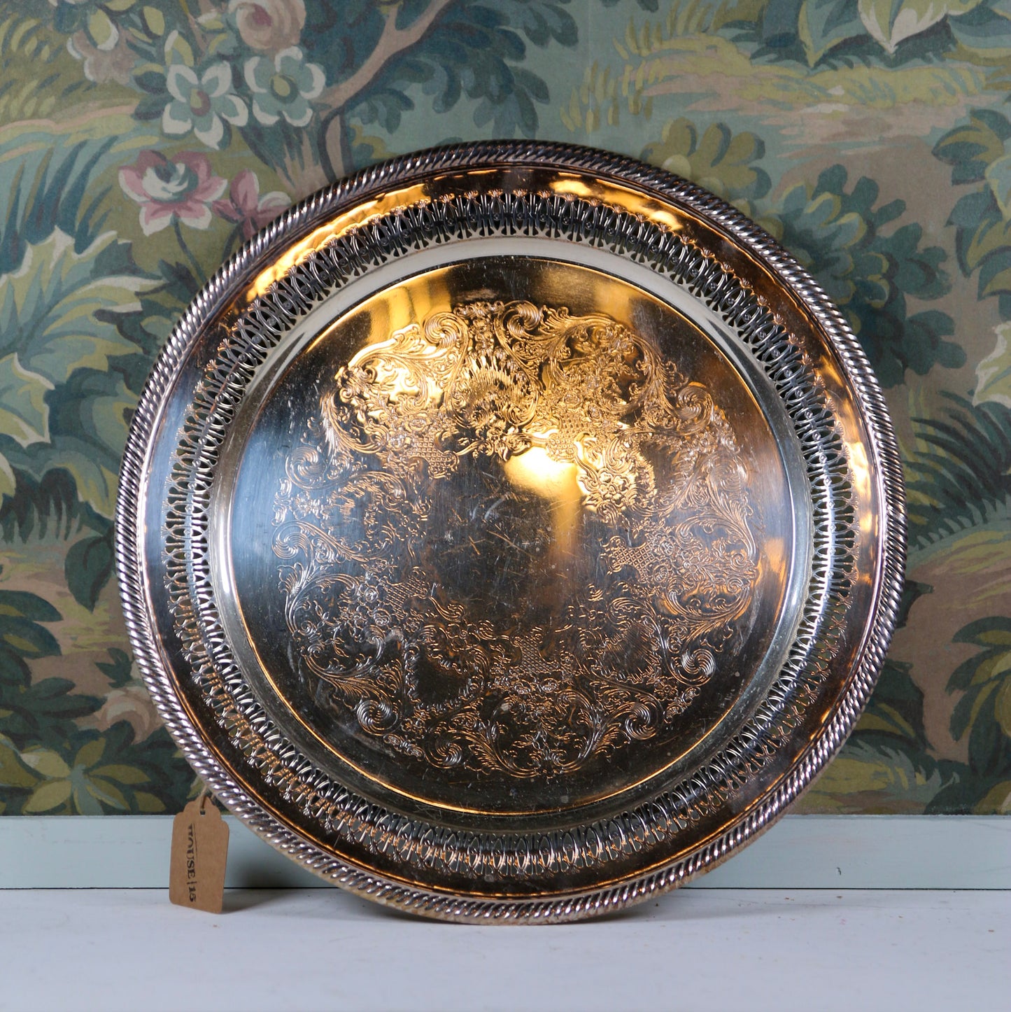 12" Silver Tray with Lattice Border