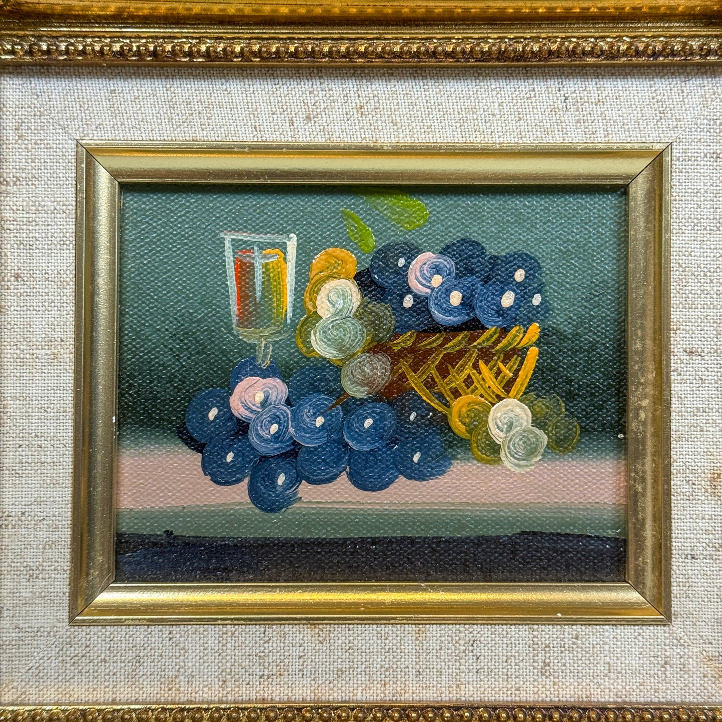 Linen Matted Grapes Painting