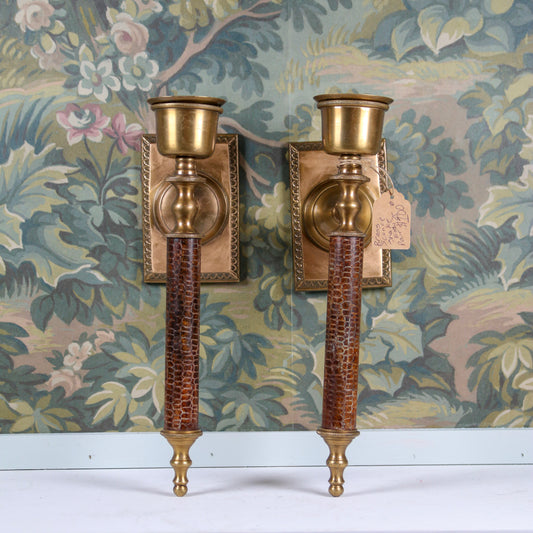 Brass Sconce with Snakeskin Etching