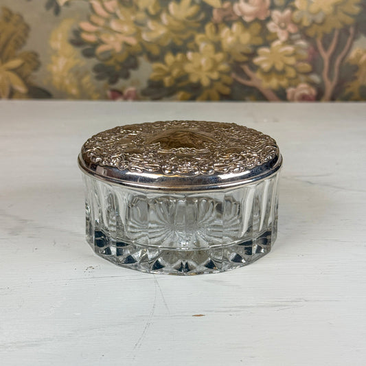 Vintage Crystal & Silver Lidded Trinket Jar