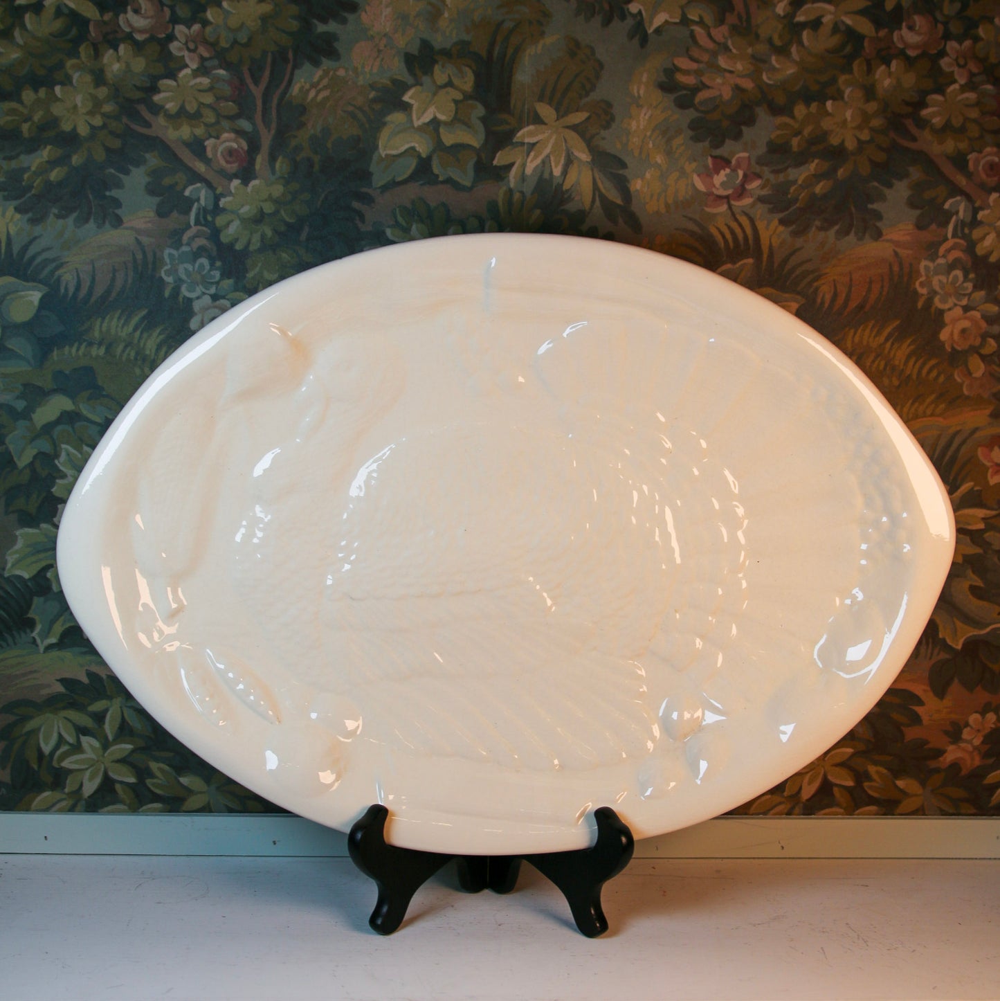 Vintage White Ceramic Turkey Platter