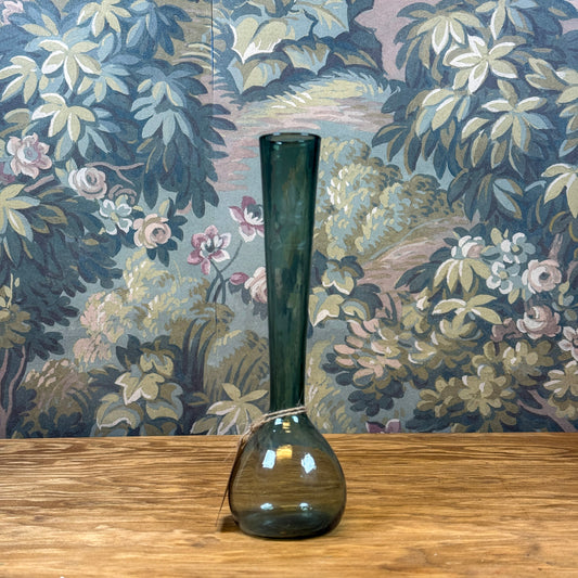 Green Etched Bud Vase