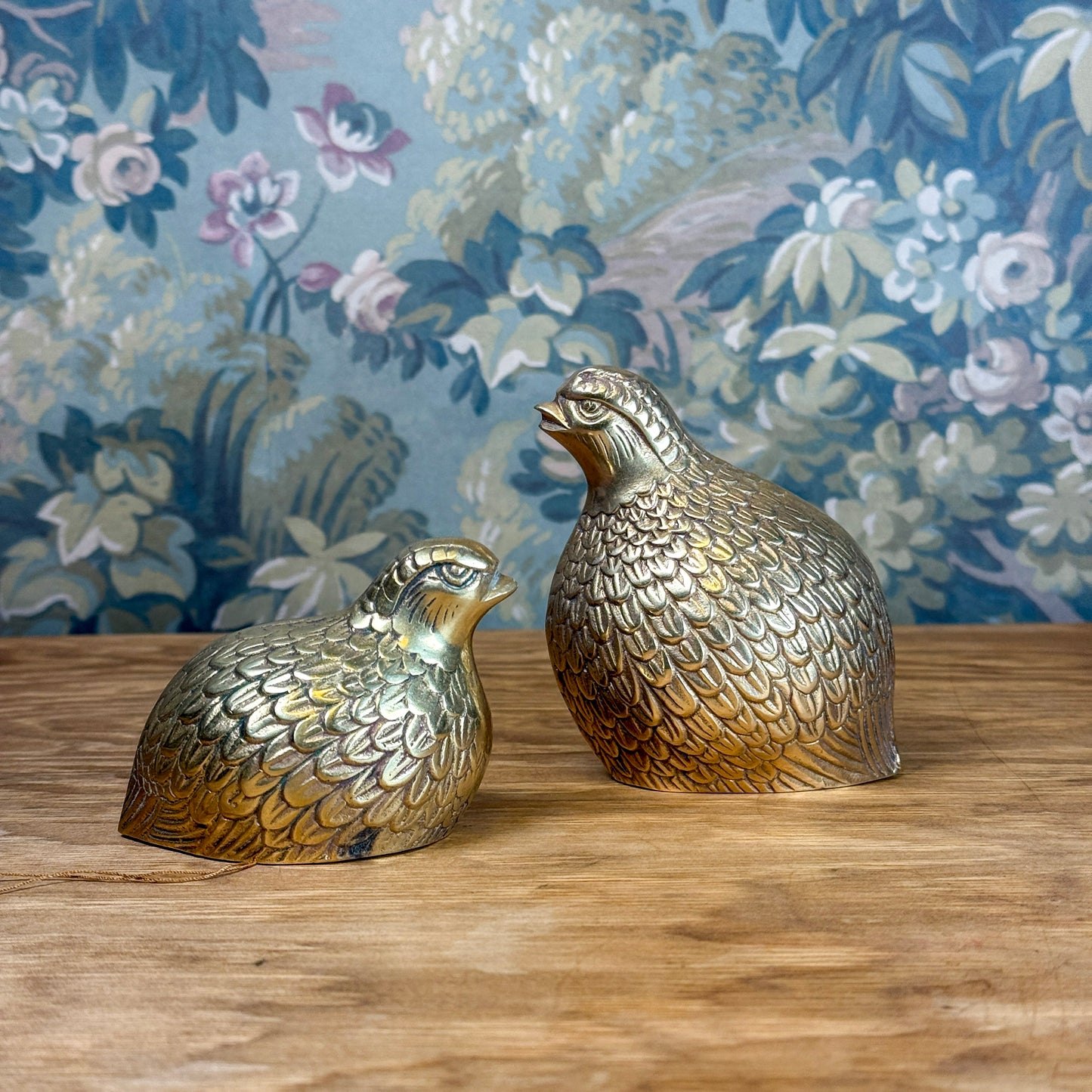 Pair of Brass Quails