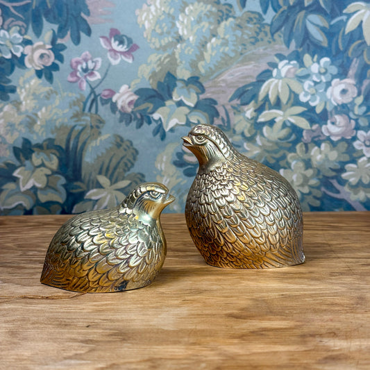 Pair of Brass Quails