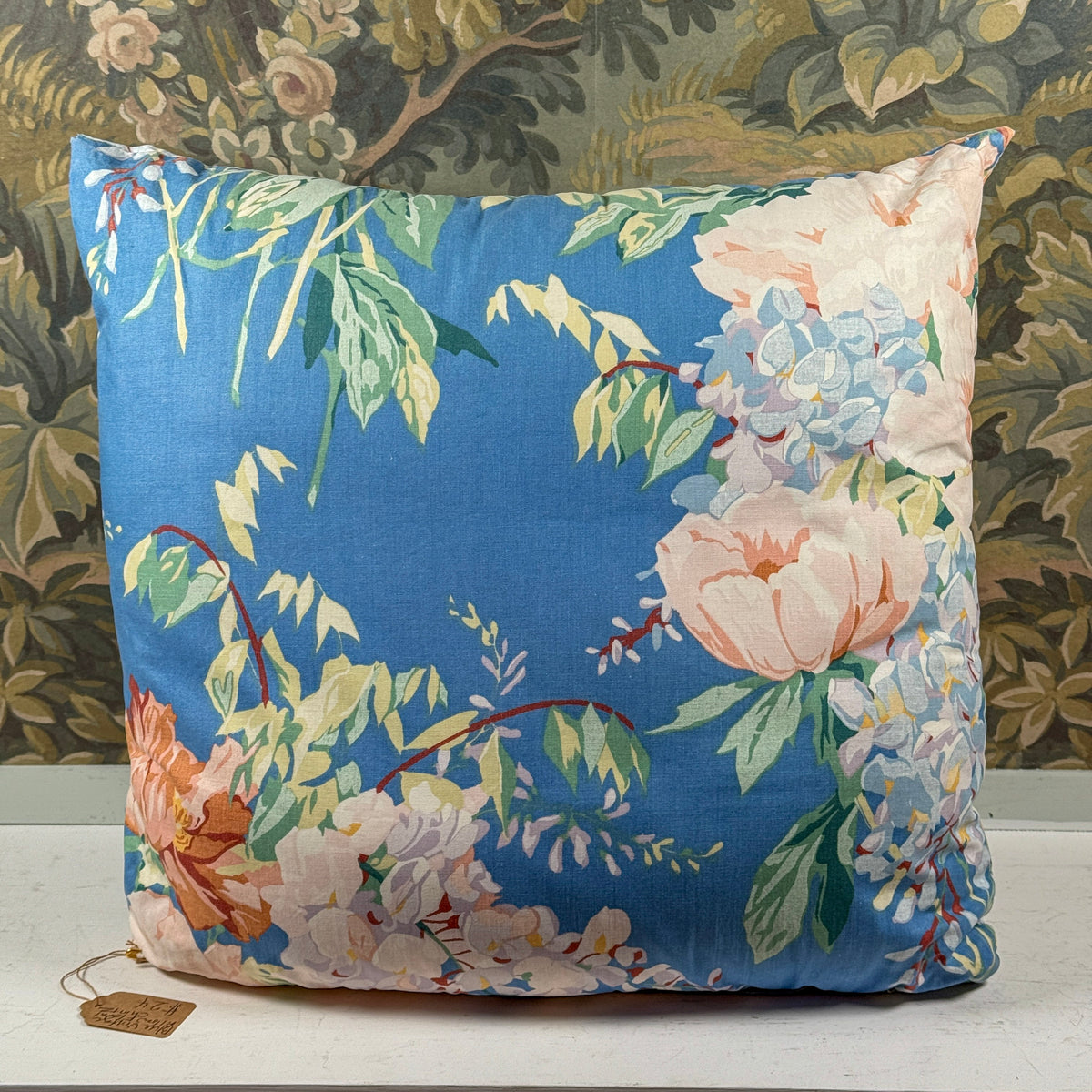 Vintage Blue Floral Chintz Pillow