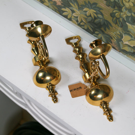Pair of 10-Inch Brass Sconces