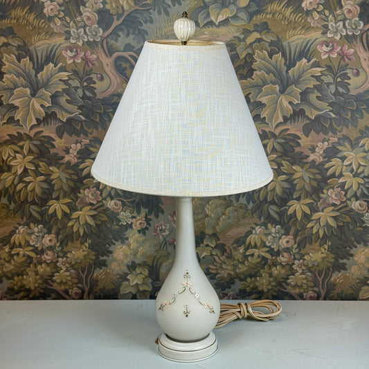 Vintage Hand Painted Lamp with Shade