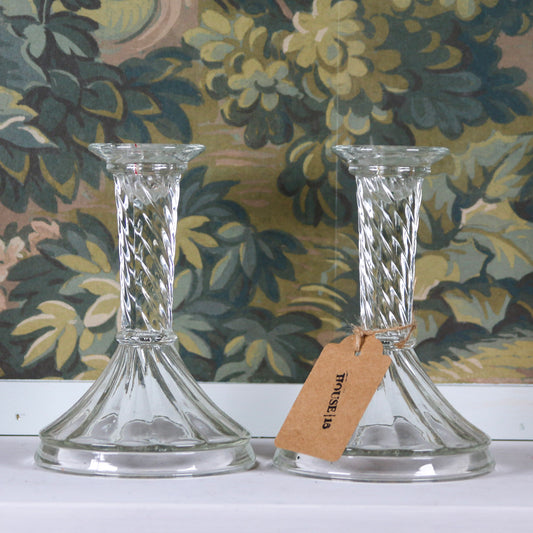 6” Glass Twirl Candlesticks