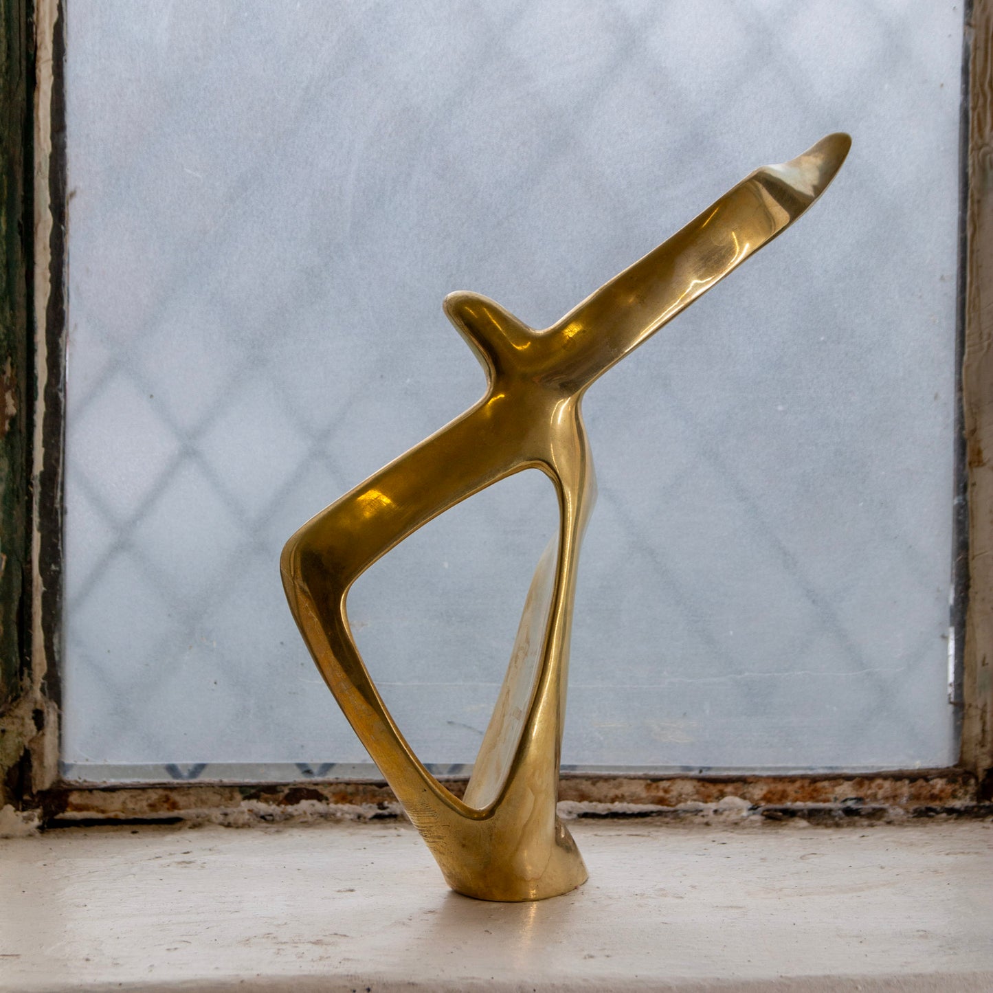 1970s Soaring Brass Seagull Sculpture