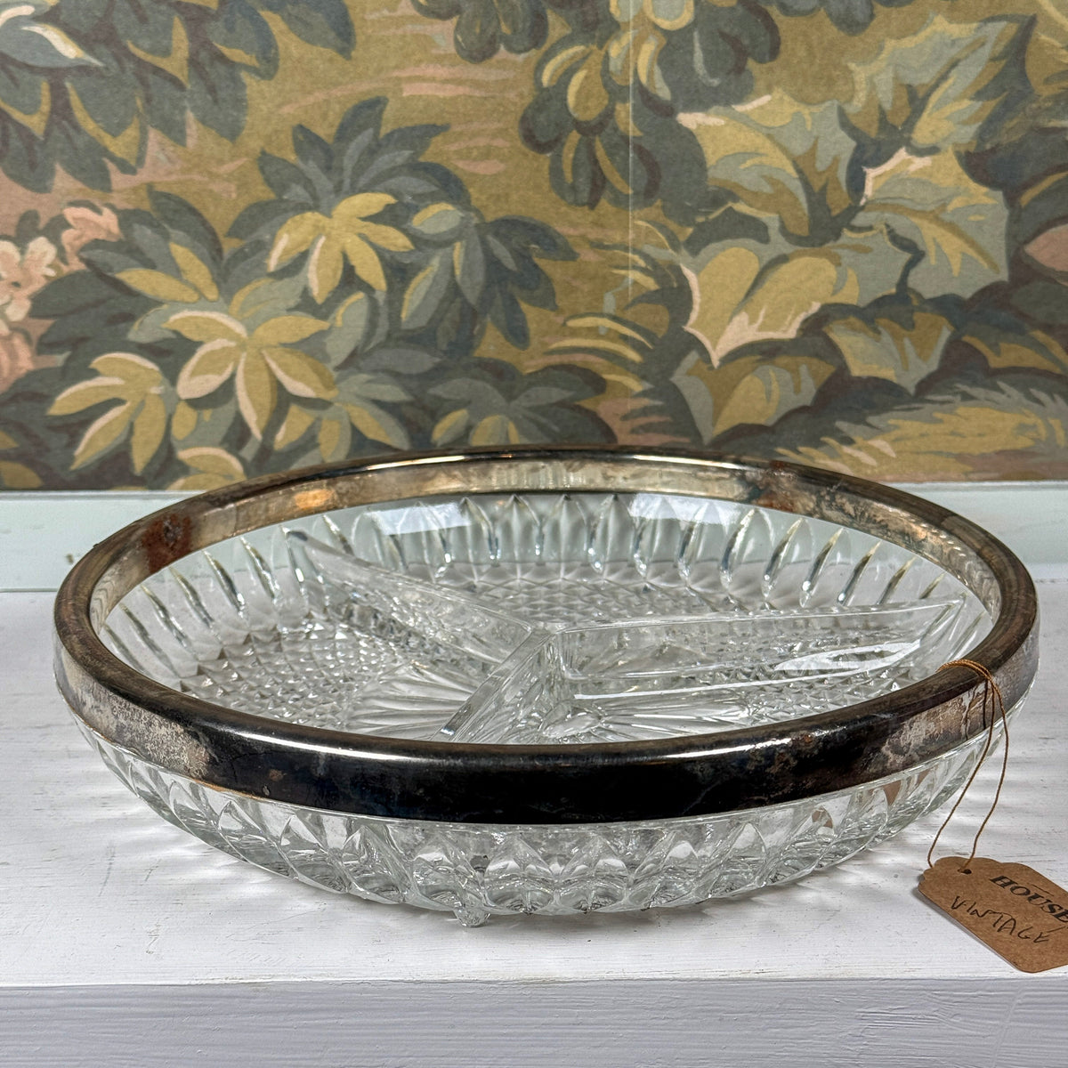Silver Trim Relish Tray