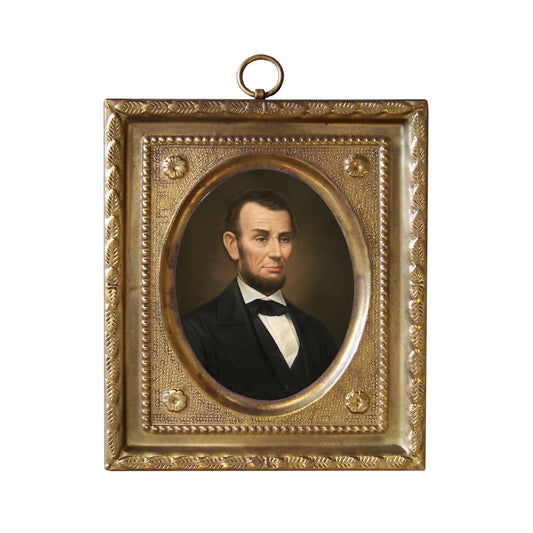Abe Lincoln Print in Embossed Brass Frame