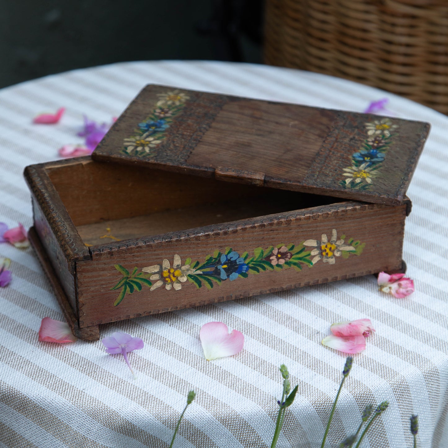 Hand Carved Wooden Trinket Box