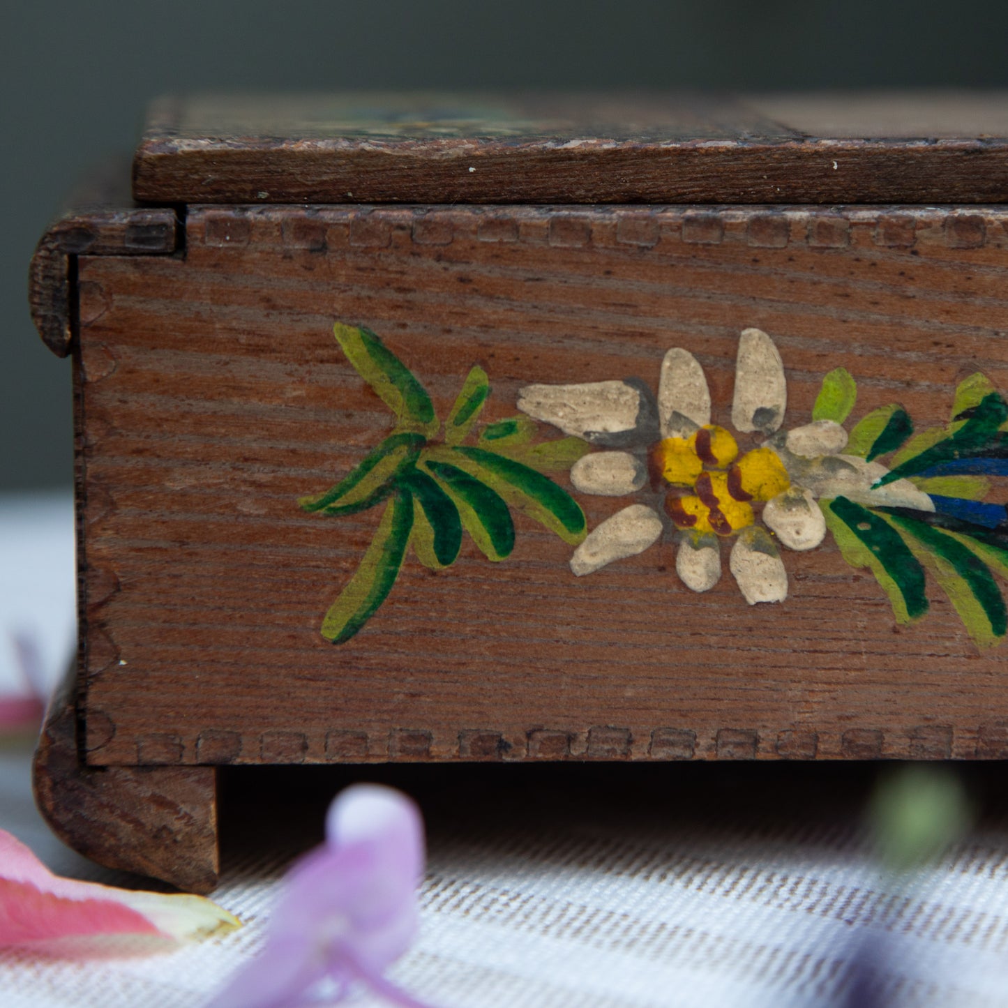 Hand Carved Wooden Trinket Box