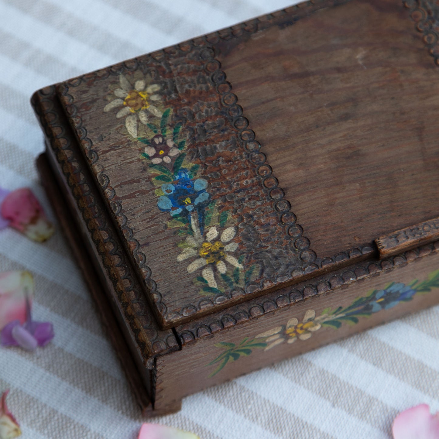 Hand Carved Wooden Trinket Box