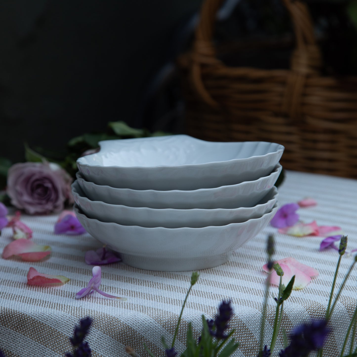 Vintage Apilco French White Porcelain Scallop Shell Dish