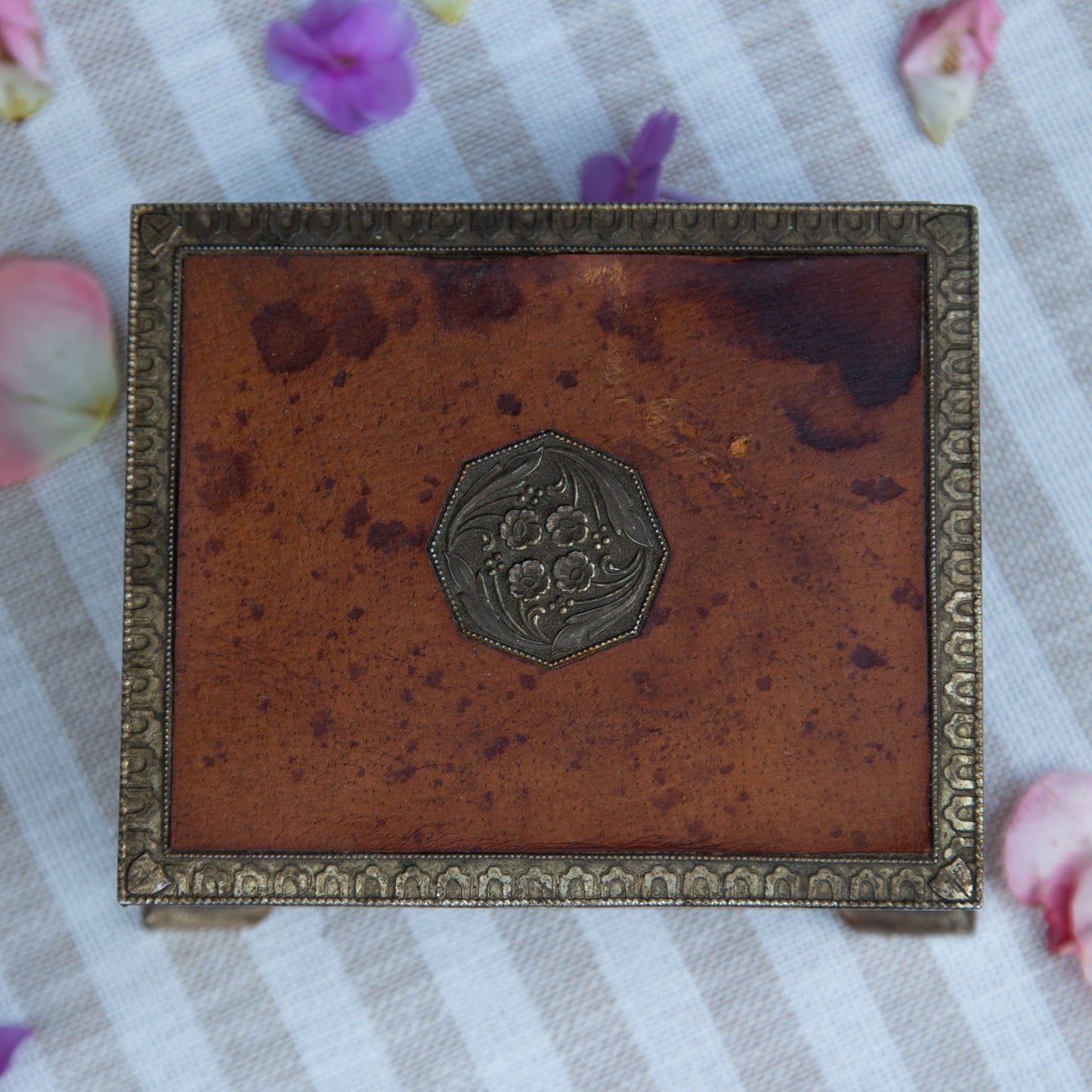 Brass & Leather Trinket Box