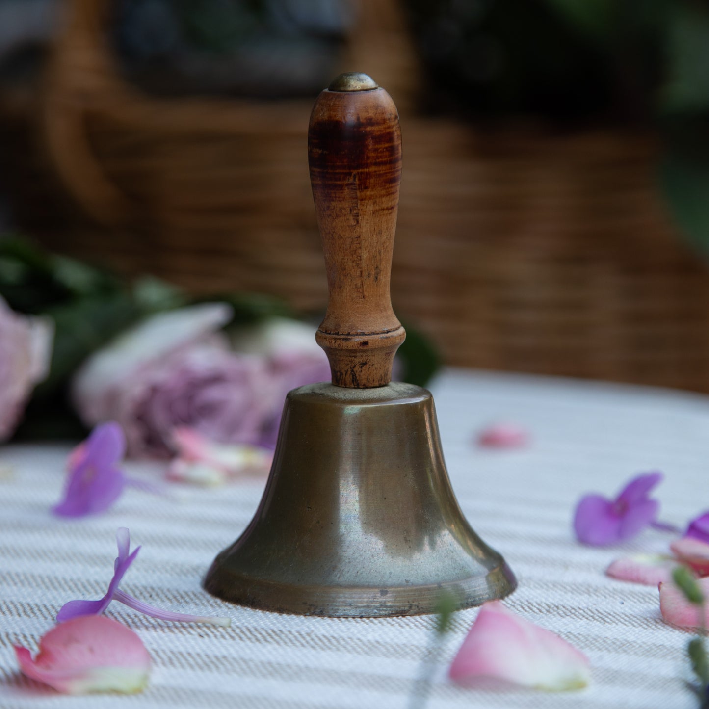 Antique Brass & Wood Hand Bell