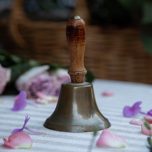 Antique Brass & Wood Hand Bell