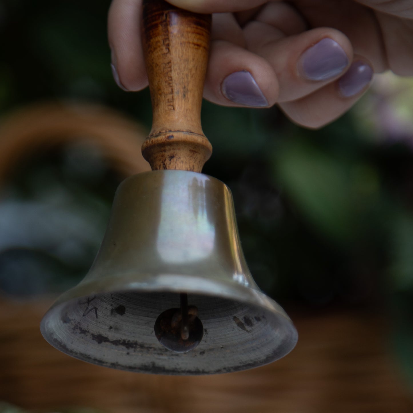 Antique Brass & Wood Hand Bell