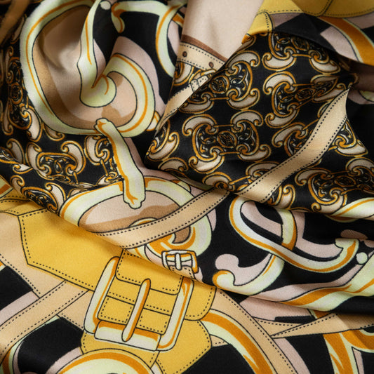 Black, Brown & Gold Harness Silk/Satin Scarf