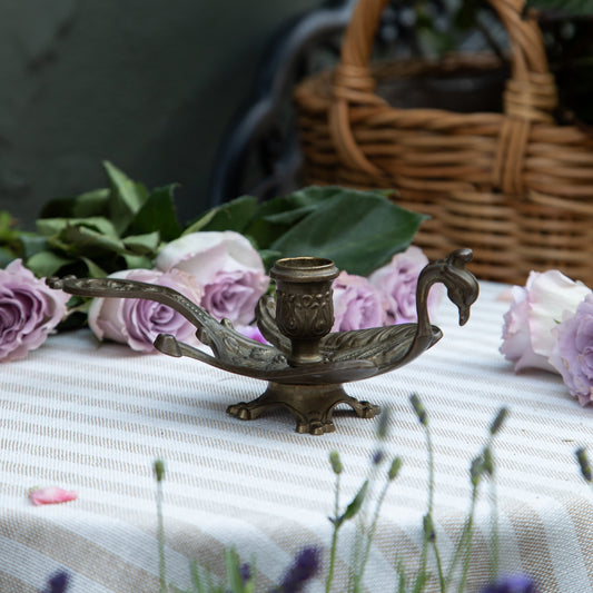 Vintage Brass Bird Chamberstick Candle Holder