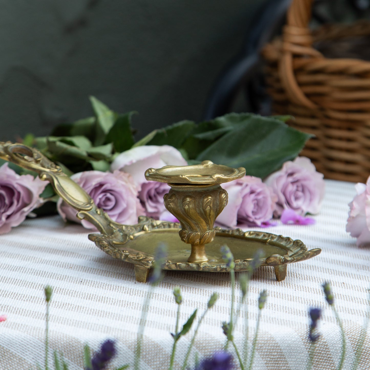 French Brass Chamberstick Candle Holder