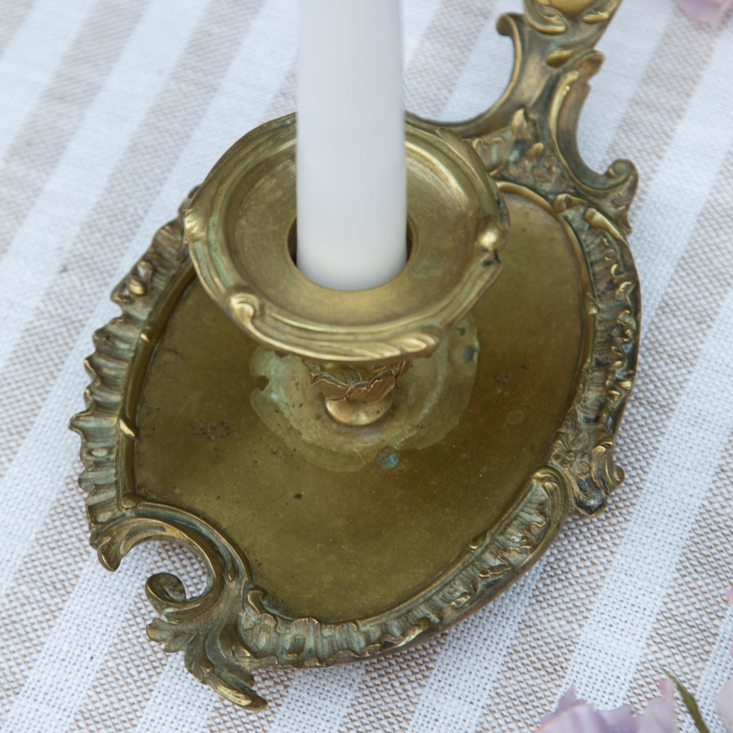 French Brass Chamberstick Candle Holder
