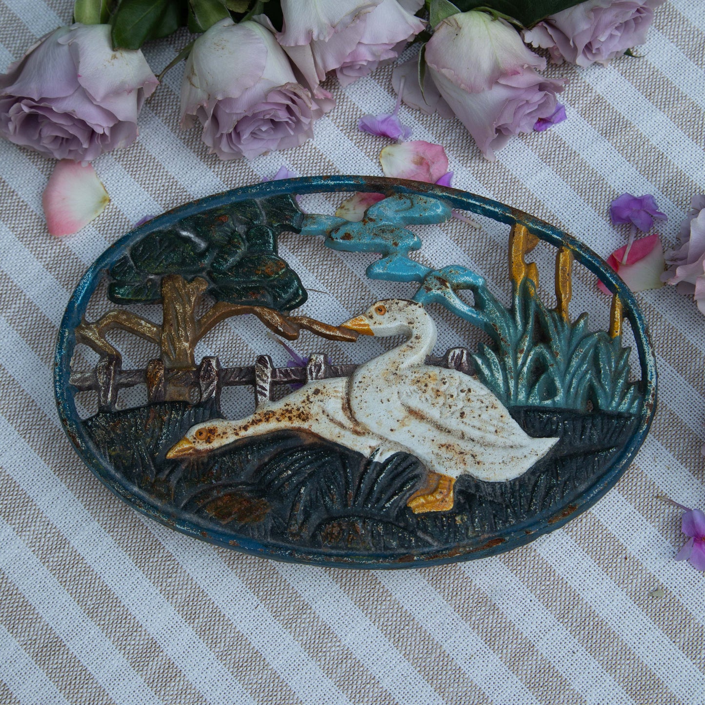 Antique Cast Iron Geese Trivet