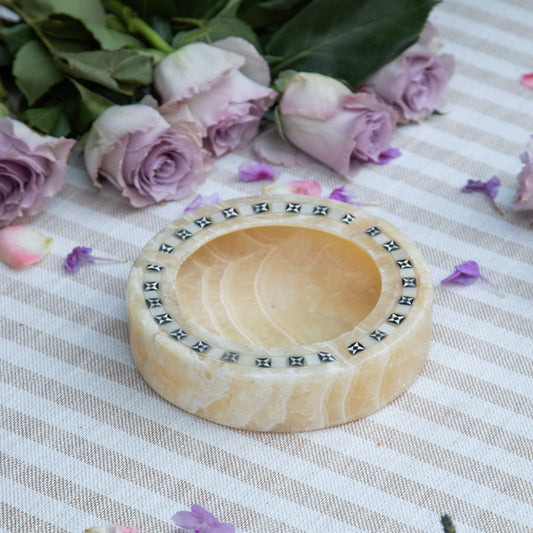 Vintage Marble Ashtray with Mother of Pearl Inlay