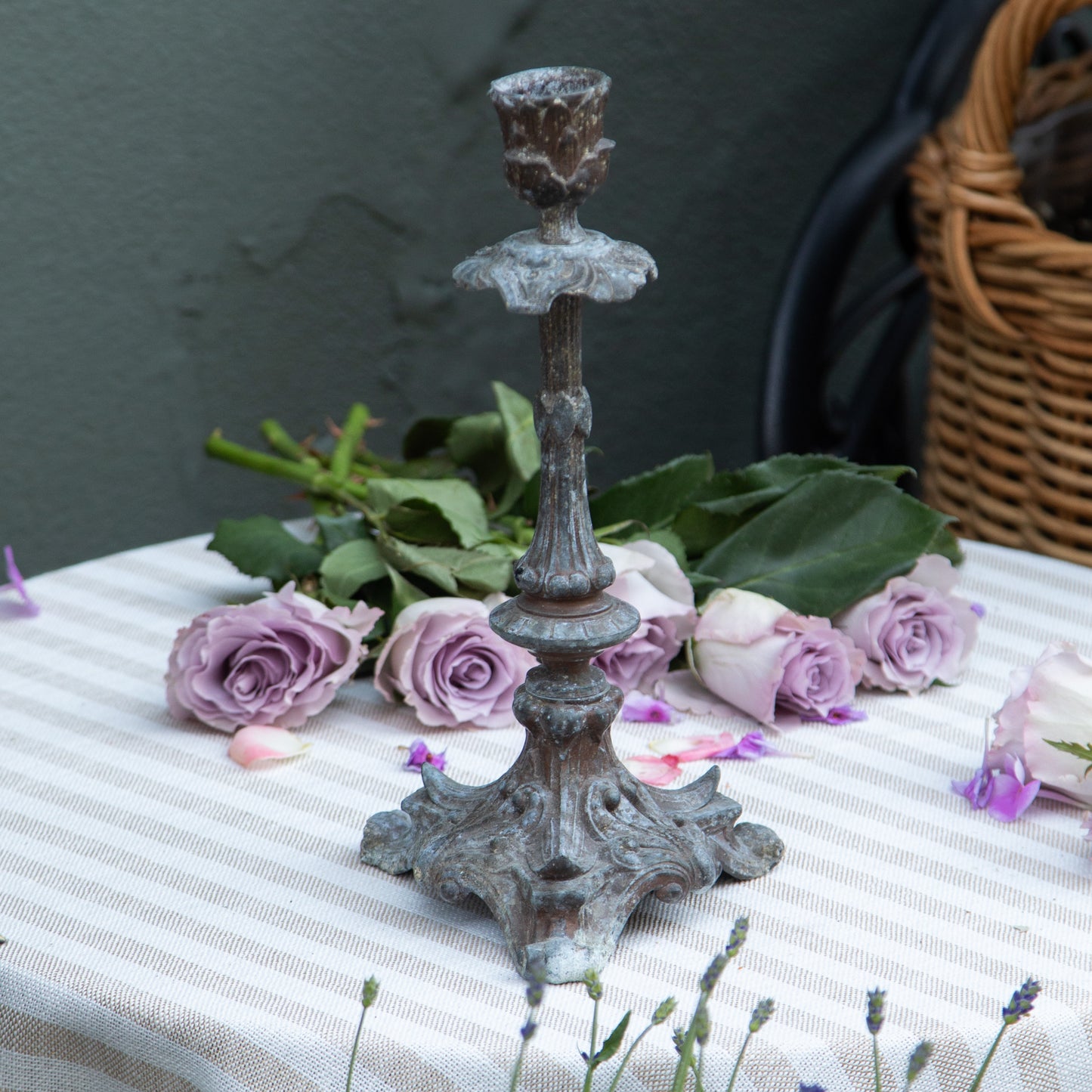 Ornate French Brass Candlestick