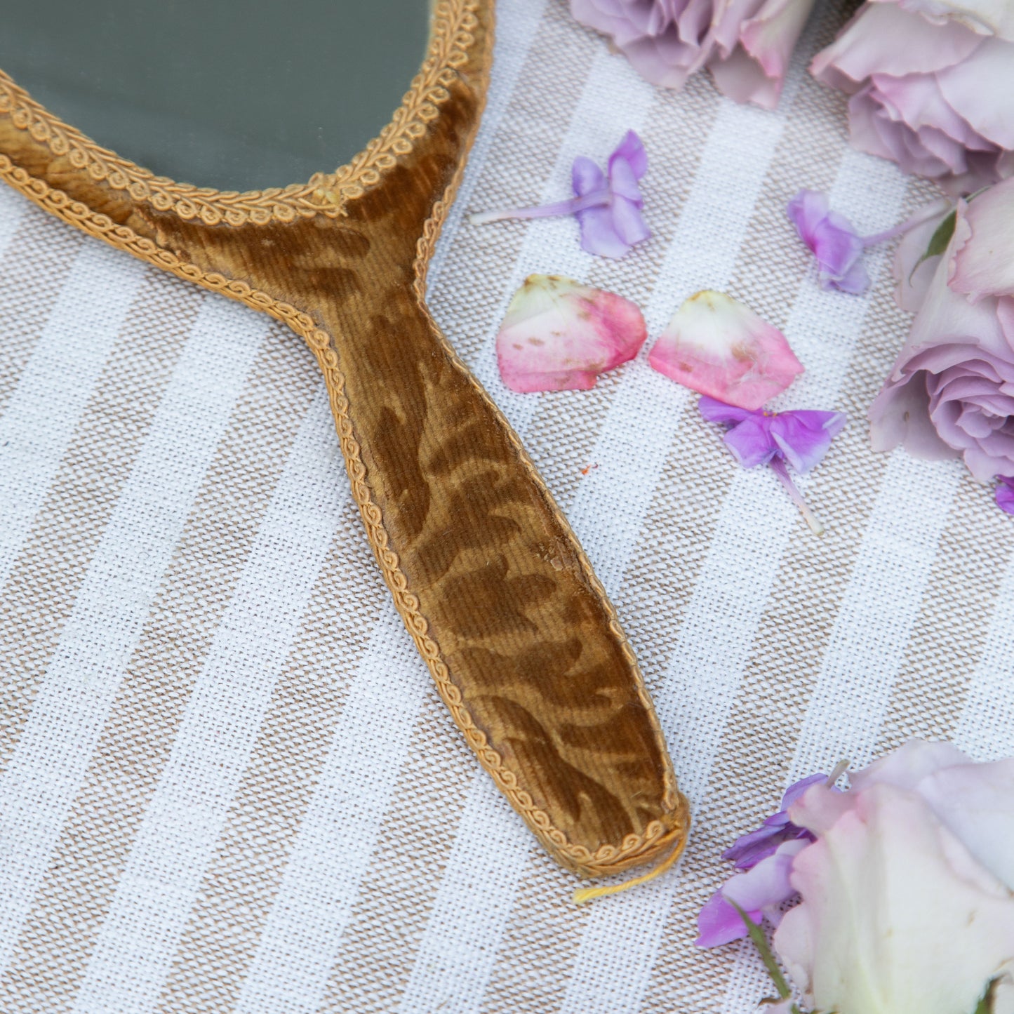 Vintage Velvet Handheld Vanity Mirror