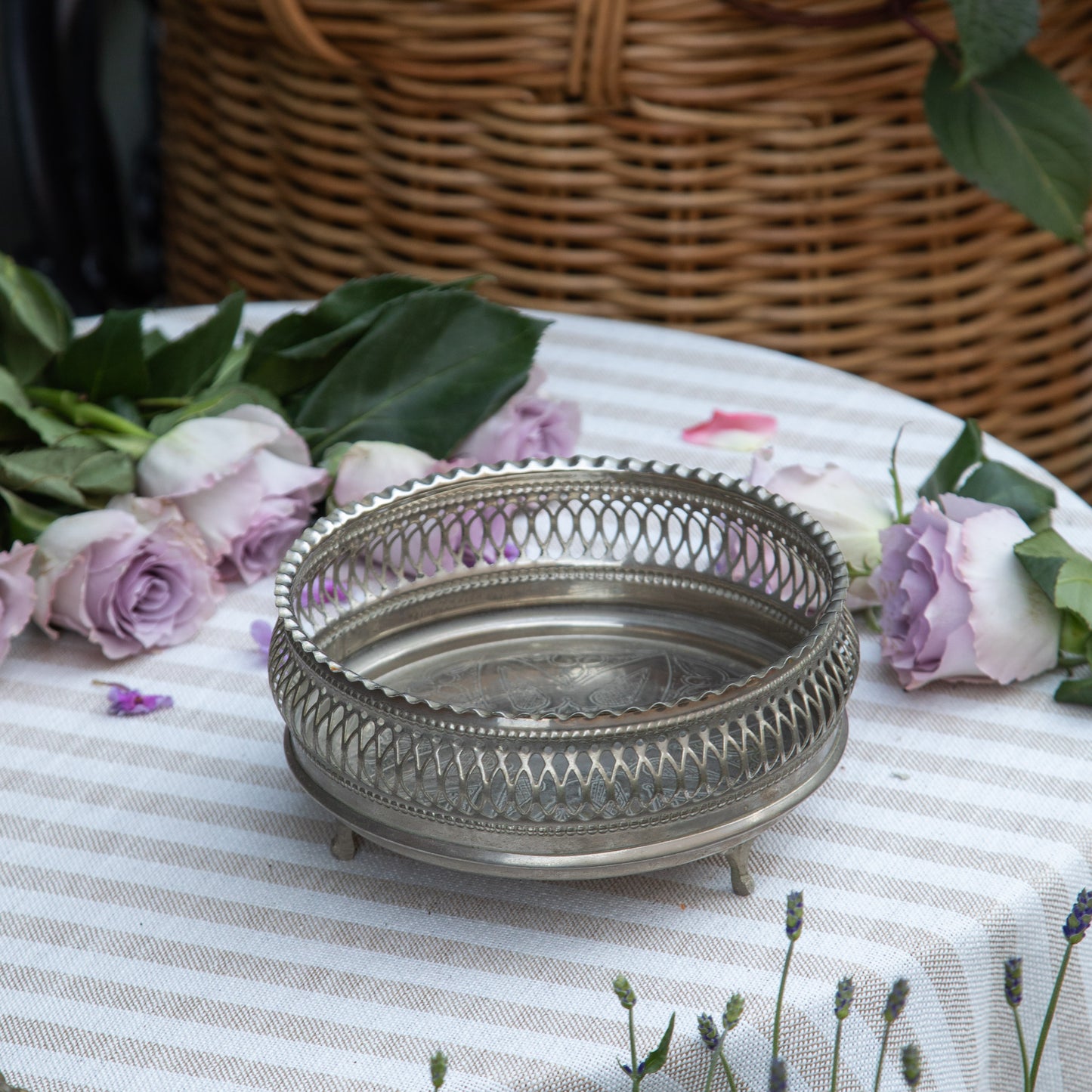 Vintage Silver Wine & Candle Coaster