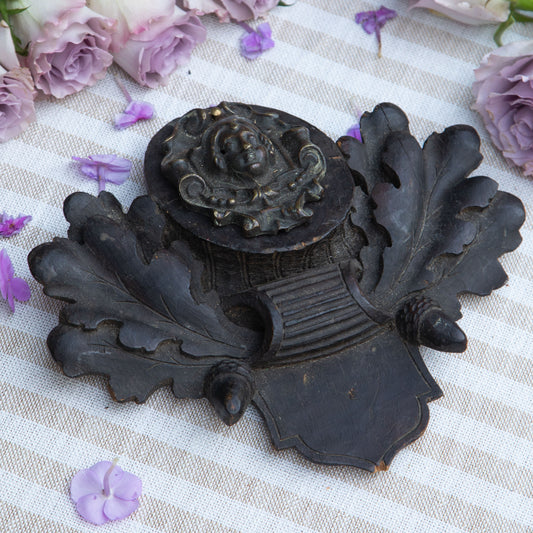 Wood & Brass Floral Plaque
