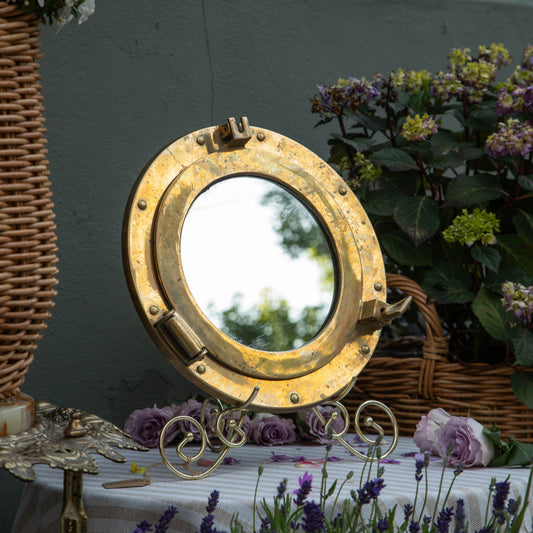 Vintage Brass Porthole Mirror