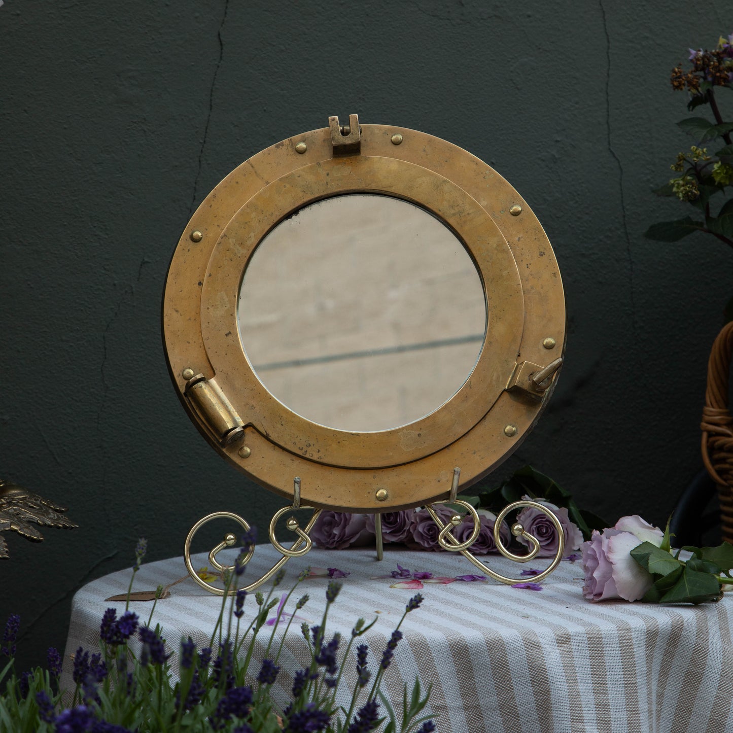 Vintage Brass Porthole Mirror