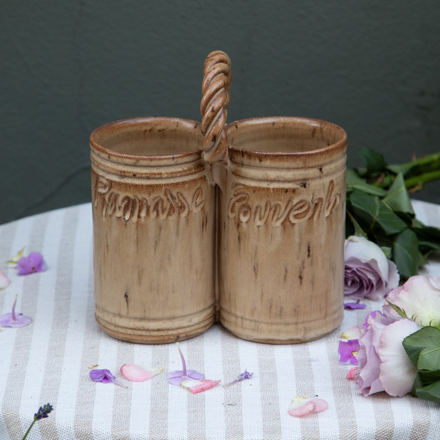 French Ceramic Kitchen Double Crock