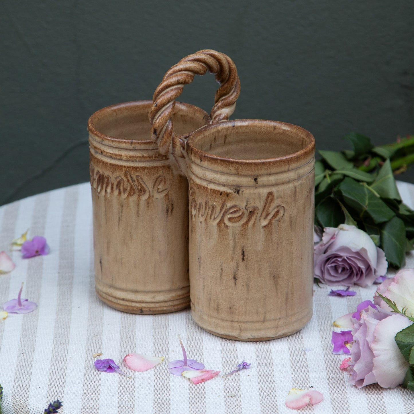 French Ceramic Kitchen Double Crock