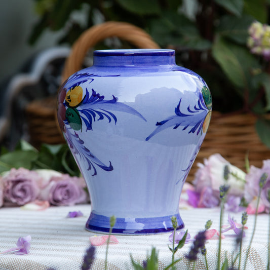 Vintage Blue & Floral Vase