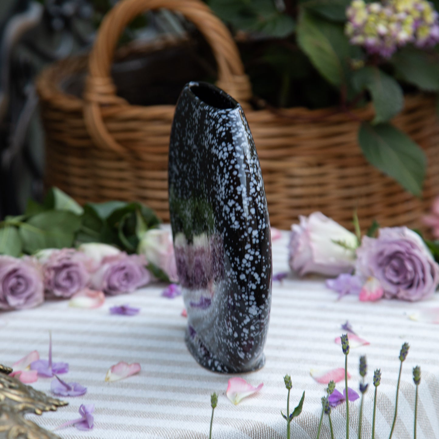 Vintage Flat Round Vase
