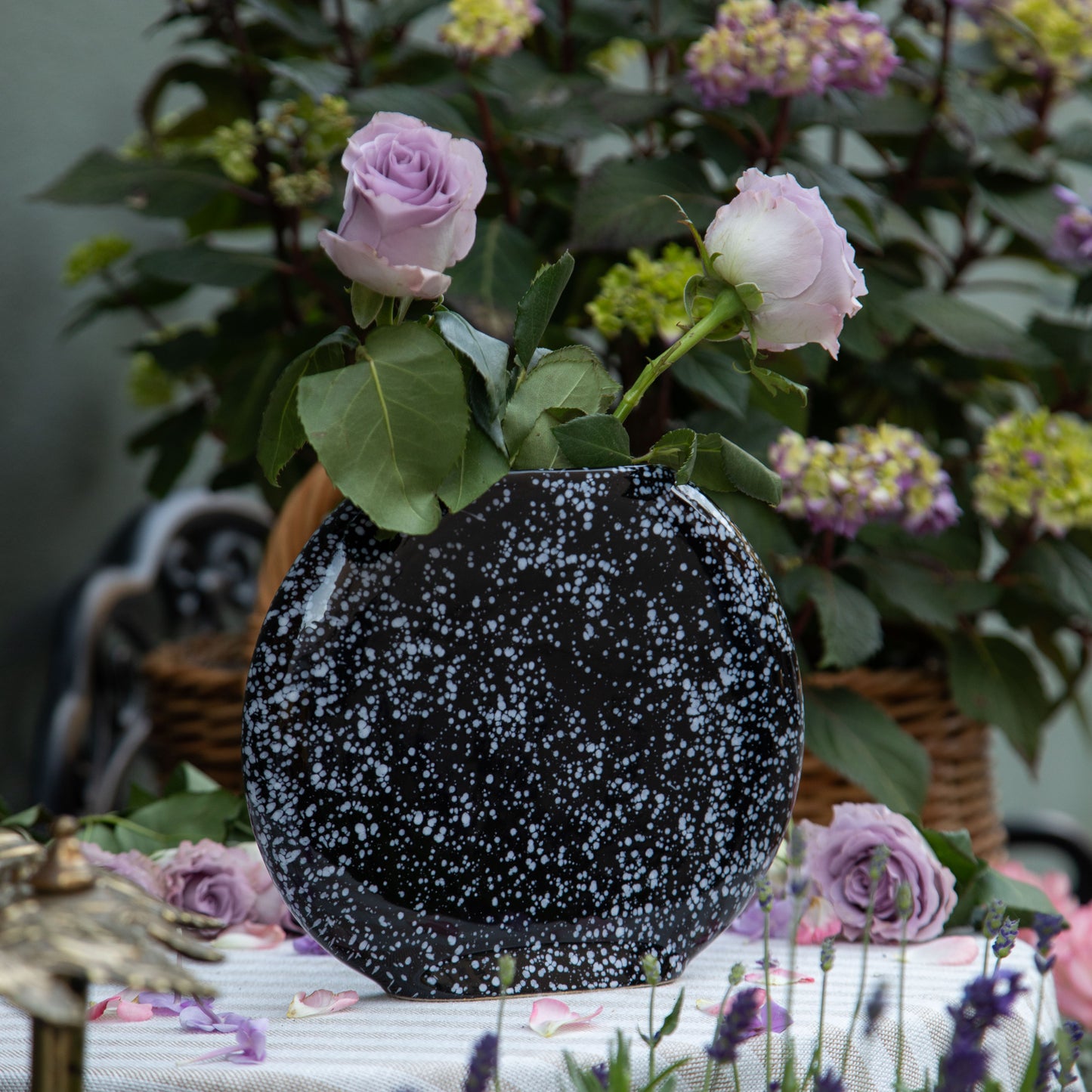 Vintage Flat Round Vase