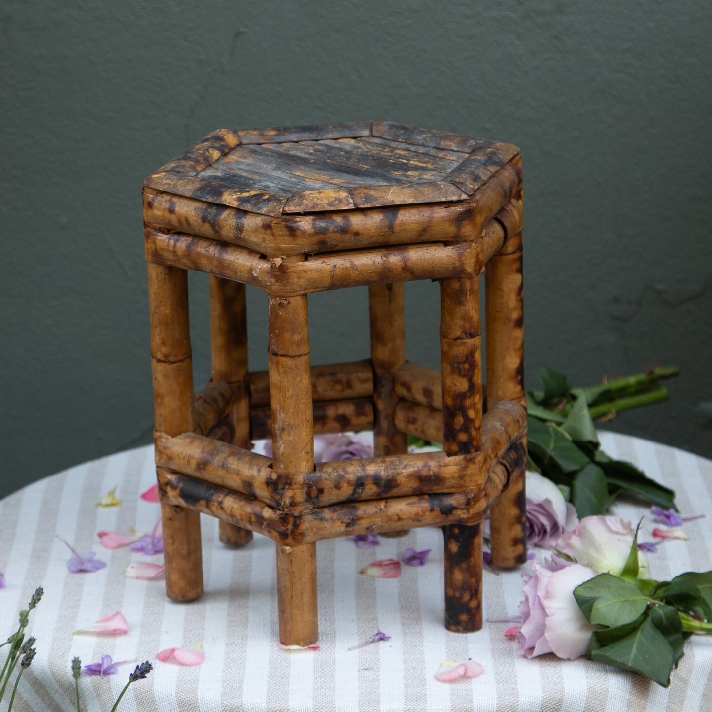 Vintage Tortoiseshell Bamboo Plant Stand
