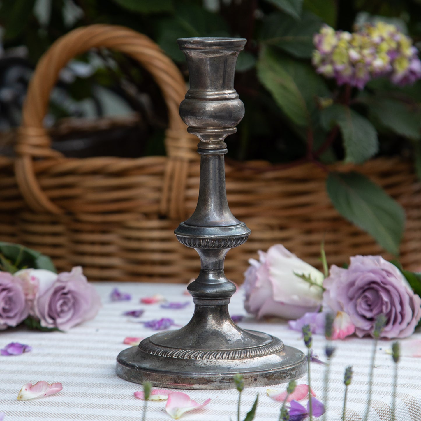 Single French Vintage Silver Candlestick