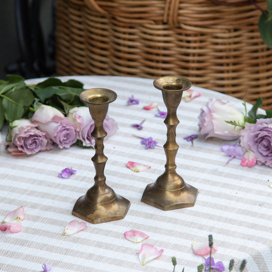 Pair of French Brass Candlesticks