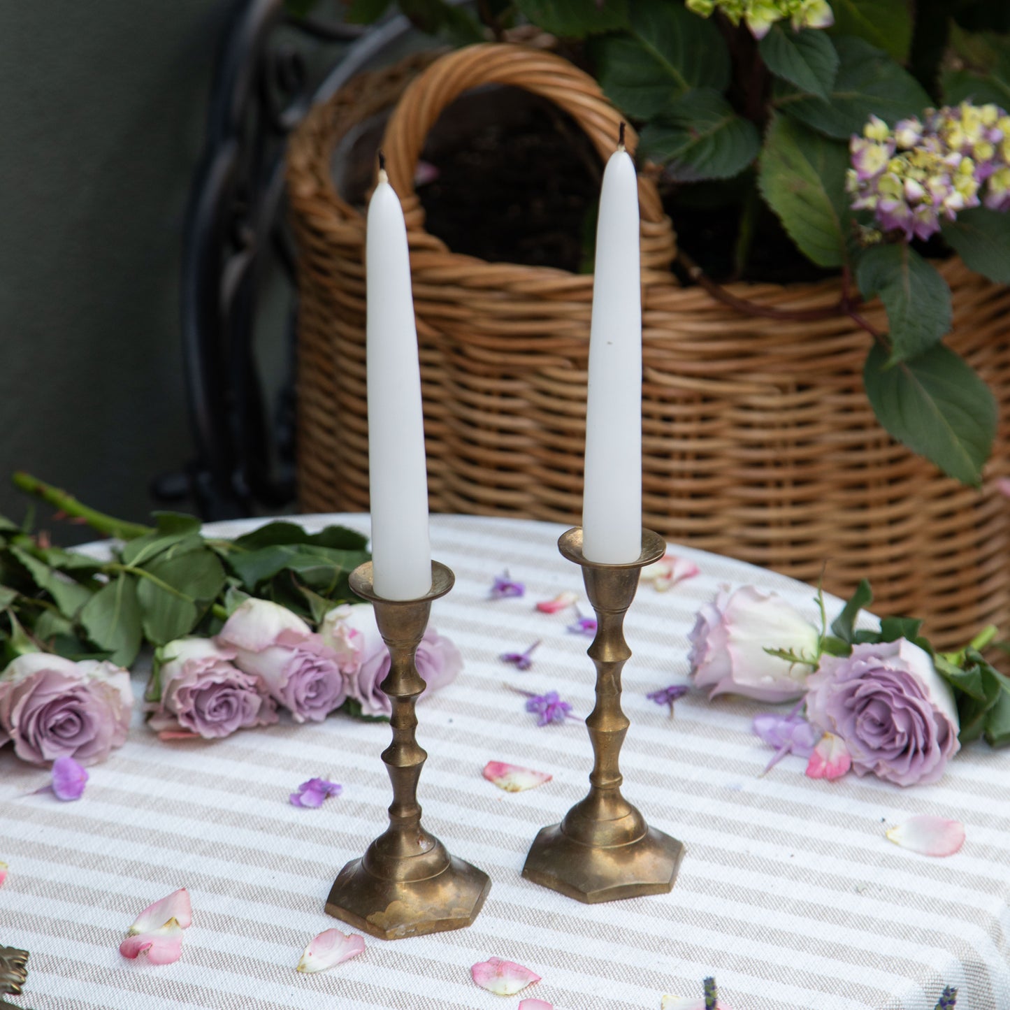 Pair of French Brass Candlesticks