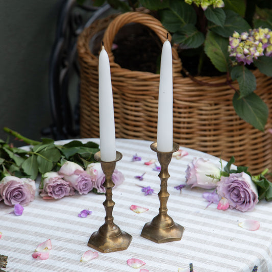 Pair of French Brass Candlesticks