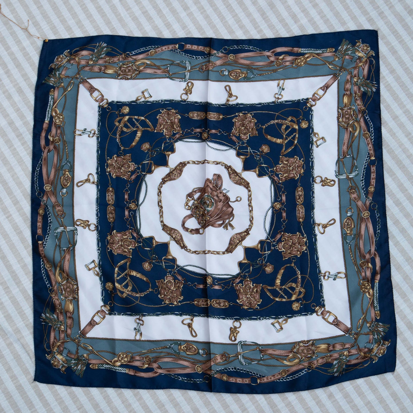 Blue & White Equine Hardware French Scarf
