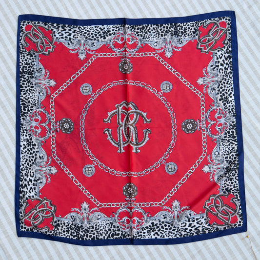 Red Leopard & Chains French Scarf