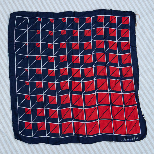 Red & Blue Geo French Scarf