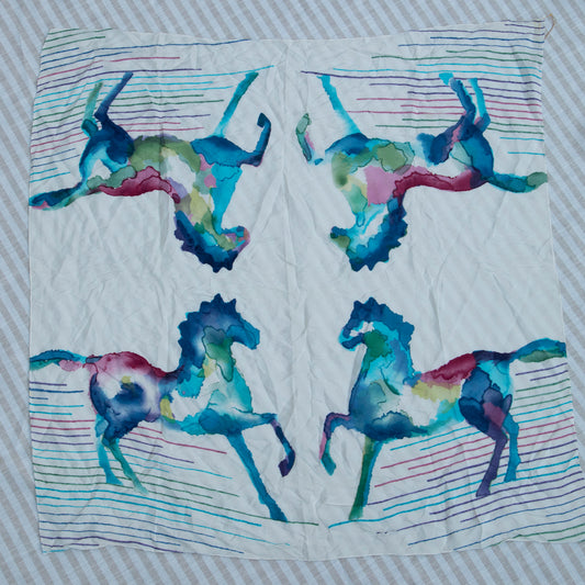 Watercolor Horses French Scarf