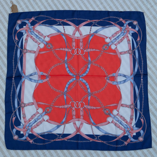 Red & Blue Equine Hardware French Scarf